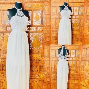 Beach Wedding Dress High Halter Neckline NWT